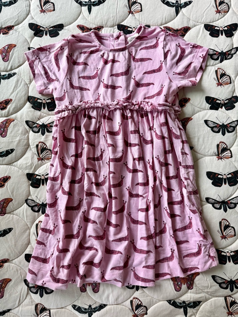 Girls Pink Whale Print Short Sleeve Dress